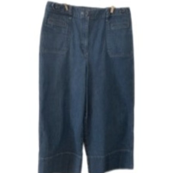 Talbots Stretch High Rise Wide Leg Capri Jeans Size 12 - Picture 1 of 8